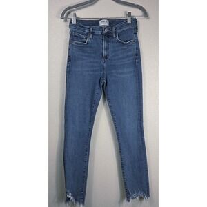 AGOLDE High Rise Crop Skinny Jeans Raw Hem Distressed Ankle Size 26